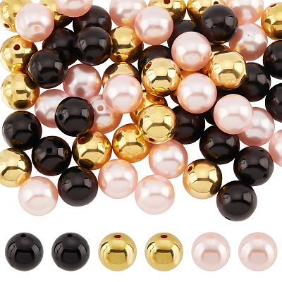 60Pcs 3 Colors Resin Imitation Pearl Beads RESI-PH0001-95-1
