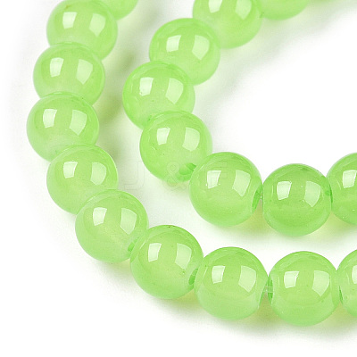 Baking Paint Imitation Jade Glass Round Bead Strands X-DGLA-Q021-6mm-09-1