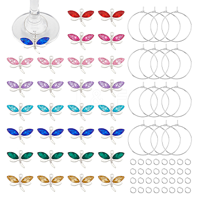 DIY Dragonfly Wine Glass Charms Making Kit DIY-UN0004-68-1