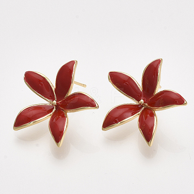 Brass Enamel Stud Earring Findings X-KK-T038-572C-G-NF-1
