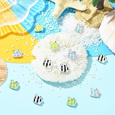 12Pcs 6 Colors Alloy Enamel Charms ENAM-CJ0007-49-1