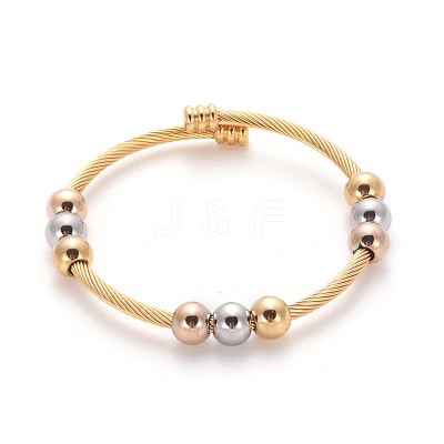 304 Stainless Steel Torque Bangles BJEW-L642-26MP-1