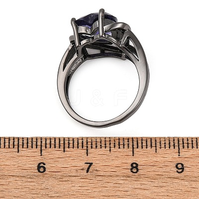 Heart Brass Micro Pave Cubic Zirconia Finger Rings FS-WG4D14B-07-1