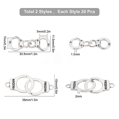 40Pcs 2 Style Tibetan Style Alloy Connector Charms TIBE-SC0001-62-1