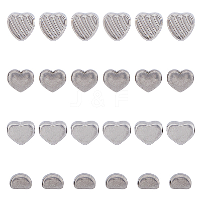 24Pcs 4 Style 304 Stainless Steel Beads STAS-DC0014-50-1