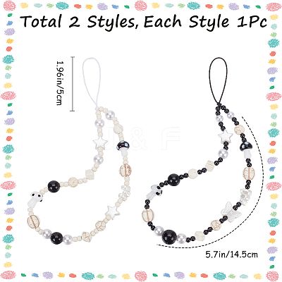 2Pcs 2 Colors Plastic Mobile Straps HJEW-GF0001-44-1