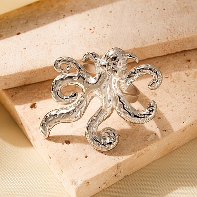 304 Stainless Steel Open Cuff Rings WG92528-02-1