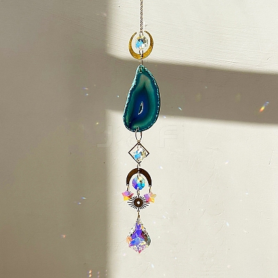 Agate Crystal Glass Sun Catcher Pendant PW-WG17544-06-1