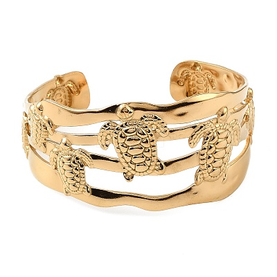 Ocean Theme 304 Stainless Steel Cuff Bangles for Women BJEW-Z171-01G-03-1