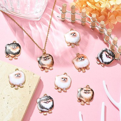 30Pcs 6 Styles Printed Alloy Pendants ENAM-CJ0005-33-1