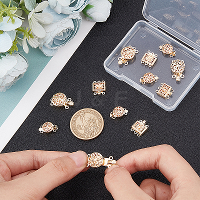 12Sets 3 Style 3-Strand 6-Hole Brass Box Clasps KK-BC0008-24-1
