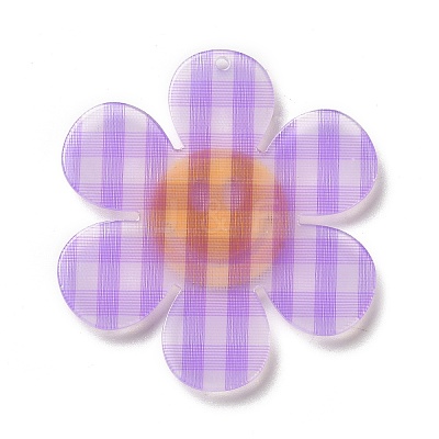 Tartan Pattern Acrylic Big Pendants OACR-B008-B01-1