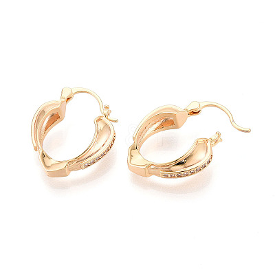 Brass Micro Pave Cubic Zirconia Heart Hoop Earrings EJEW-T048-36G-1