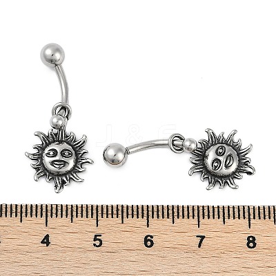 Sun 316 Surgical Stainless Steel Dangle Belly Button Rings EJEW-G416-08AS-1