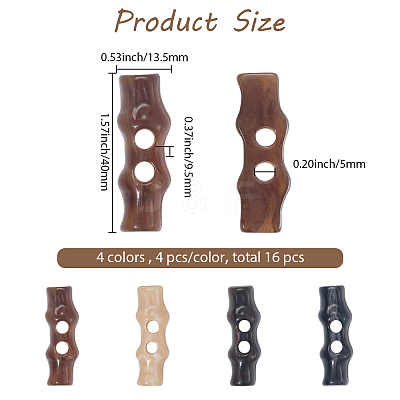 16Pcs 4 Colors Resin Buttons FIND-GF0008-25-1