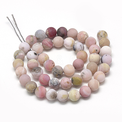 Natural Pink Opal Beads Strands G-R446-6mm-38-1
