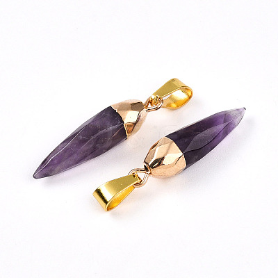 Natural Amethyst Pendants G-N345-01F-1