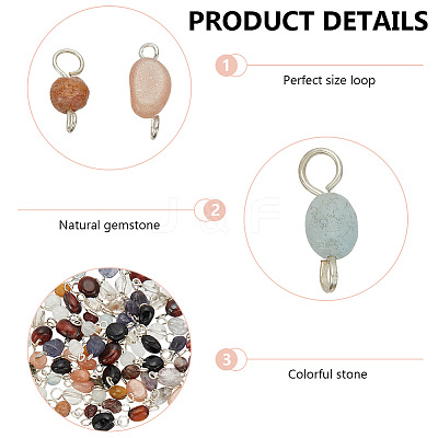 80Pcs 10 Styles Natural Mixed Gemstone Connector Charms PALLOY-HY00002-1