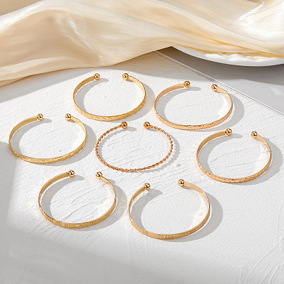 7Pcs 7 Styles Alloy Cuff Bangle Set for Women WG7D095-01-1