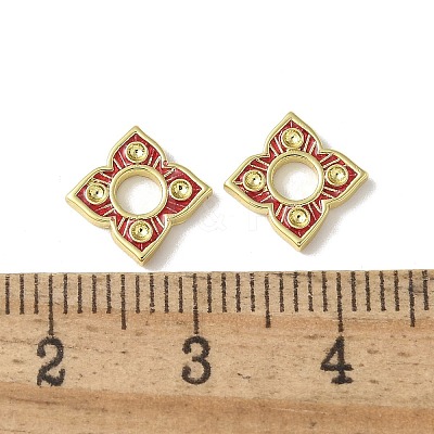 Flower Brass Enamel Beads KK-P290-11G-03-1