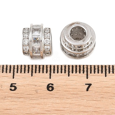 Brass Micro Pave Clear Cubic Zirconia European Beads KK-B186-19P-1