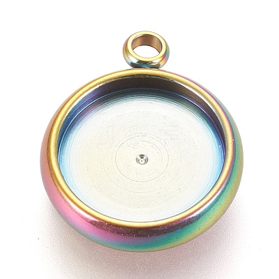 Ion Plating(IP) 304 Stainless Steel Pendant Cabochon Settings STAS-K202-03D-M-1