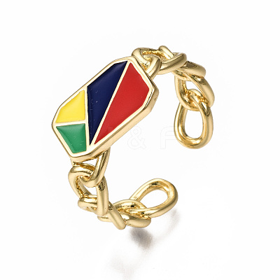 Brass Enamel Cuff Rings RJEW-N035-005-NF-1
