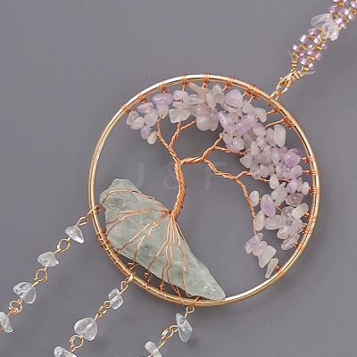 Tree of Life Natural Agate & Natural Crystal Chips Hanging Suncatchers RN-CBA387D-01G-1