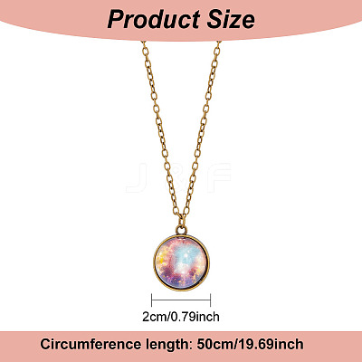 4Pcs 4 Style Luminous Glass Round Planet Pendant Necklaces Set NJEW-FI0001-02-1