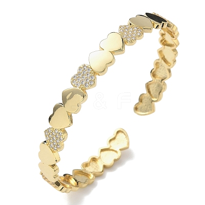 Brass Micro Pave Cubic Zirconia Bangles BJEW-C144-02G-1