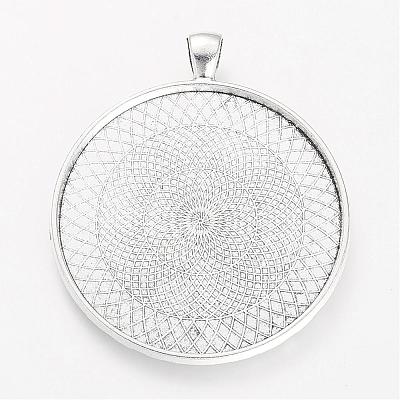 Tibetan Style Alloy Pendant Cabochon Settings TIBEP-R351-02AS-LF-1