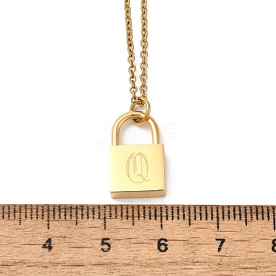 304 Stainless Steel Rolo Chain Pendant Necklaces NJEW-S444-01G-17-1