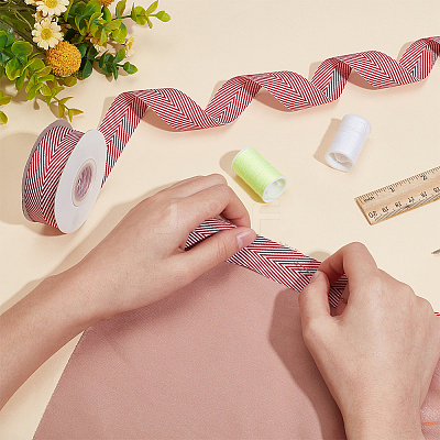 9M Polycotton(Polyester Cotton) Herringbone Ribbon OCOR-WH0093-08A-1