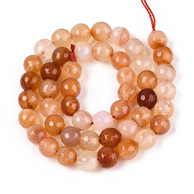Natural Red Agate Beads Strands G-T139-8mm-89A-01-1