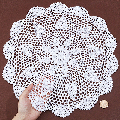 Cotton Braided Hollow Flower Placemats AJEW-WH0368-06-1