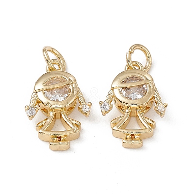 Brass Micro Pave Cubic Zirconia Pendants KK-E068-VB206-1