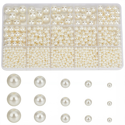 1573Pcs 5 Styles ABS Plastic Imitation Pearl Beads KY-PA0001-13A-1