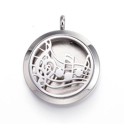 304 Stainless Steel Diffuser Locket Pendants STAS-D157-17-1