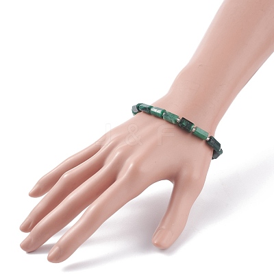 Natural Emerald Column Beaded Stretch Bracelet BJEW-JB07902-1