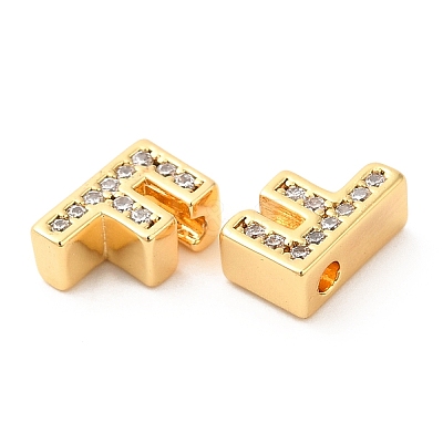 Brass Micro Pave Cubic Zirconia Beads KK-F855-03G-F-1