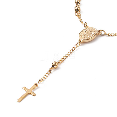 Rosary Bead Bracelets with Cross BJEW-E282-02G-1