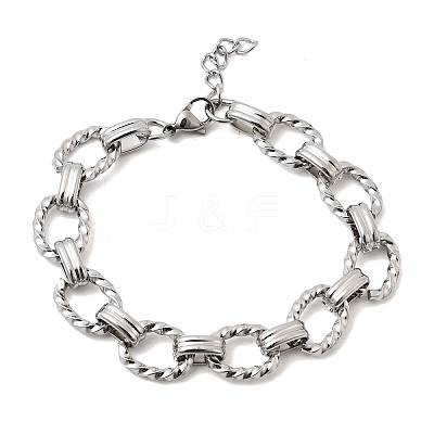 304 Stainless Steel Link Chain Bracelets for Women Men BJEW-L720-02P-1