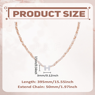 1Pc Glass Rondelle Beaded Necklaces NJEW-LP0007-23H-1