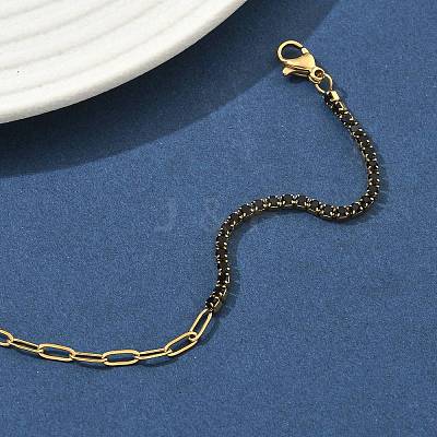 304 Stainless Steel Paperclip Chain & Rhinestone Cup Chains  Bracelets for Women BJEW-D456-06G-02-1