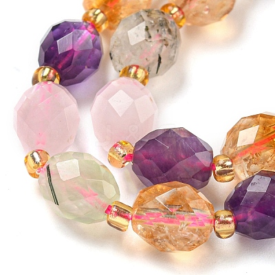 Natural Amethyst & Rose Quartz & Prehnite & Citrine Beads Strands G-N342-53-1