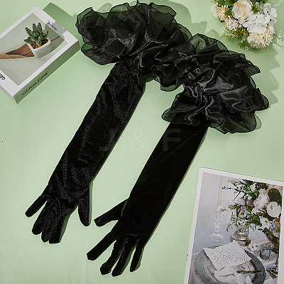Velvet Long Finger Gloves AJEW-WH20067-005B-1