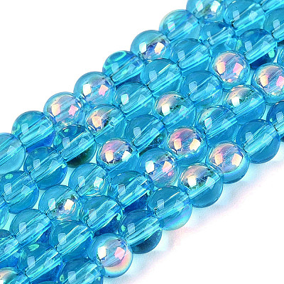 Electroplate Transparent Glass Beads Strands EGLA-Q132-4MM-A04-1