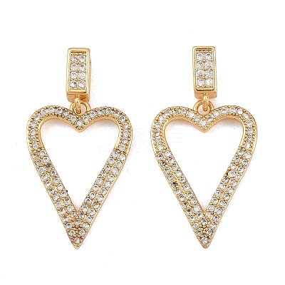 Brass Micro Pave Clear Cubic Zirconia Pendants KK-G552-02G-02-1