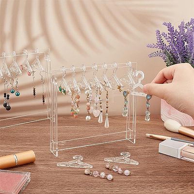 Transparent Acrylic Earring Display Stands EDIS-WH0029-12-1