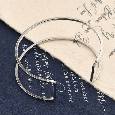 Non-Tarnish 304 Stainless Steel Hollow Open Cuff Bangles for Women BJEW-S155-04P-1
